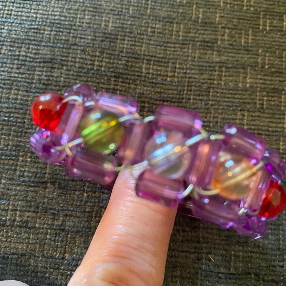 Pampered Chef‎ Beaded Napkin Rings Set of 6 Purple Red Green Amber